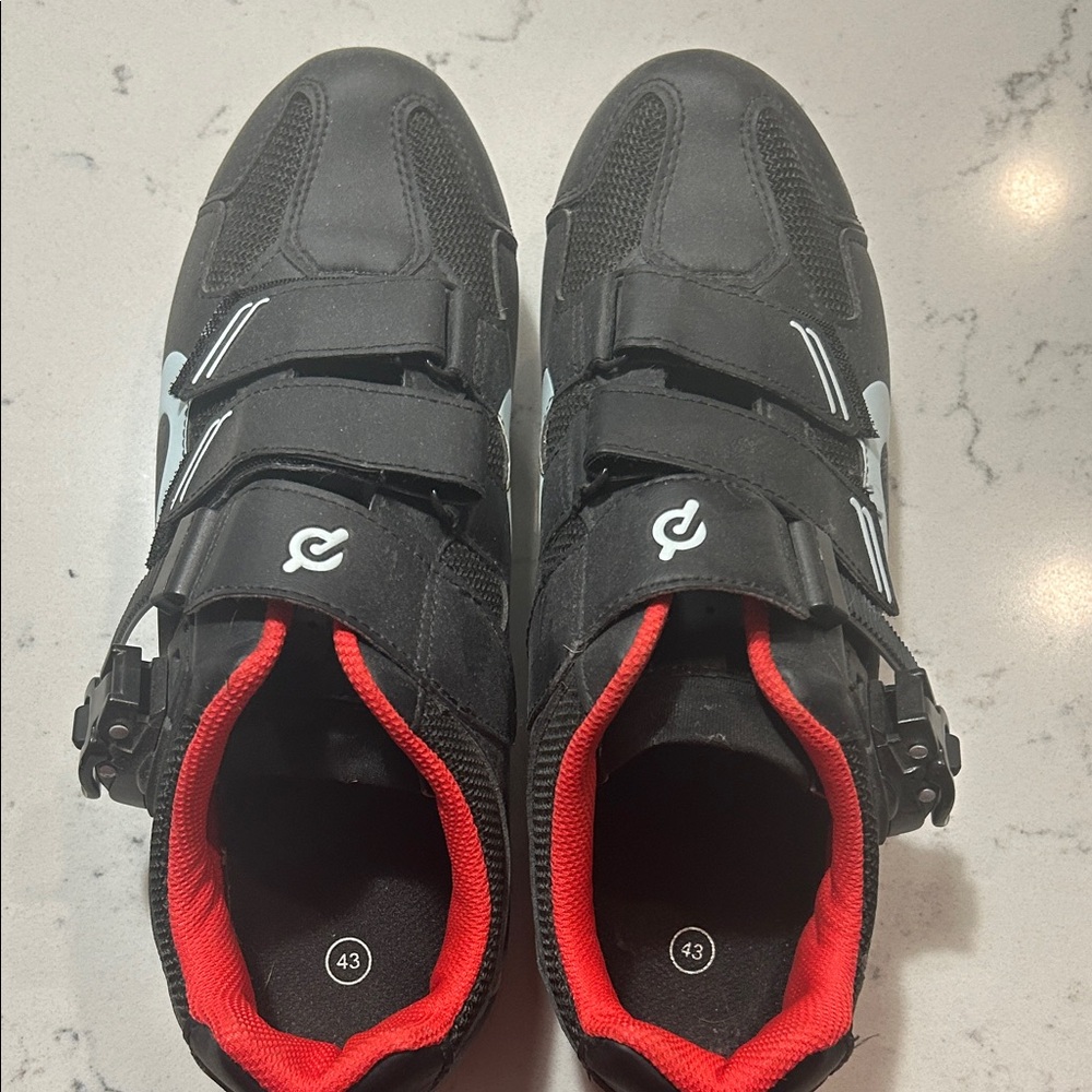 Peloton Black Cycling Shoes with Red Interior